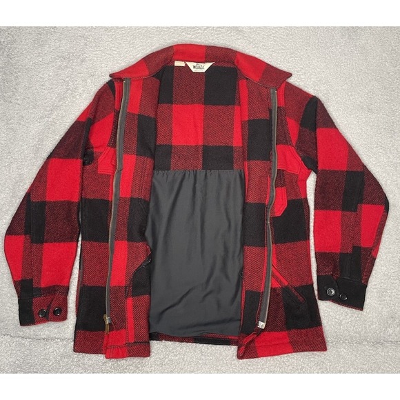 Vintage 70s Woolrich Wool Buffalo Plaid Shacket Shirt Jacket Mens M Made In USA - Picture 4 of 11